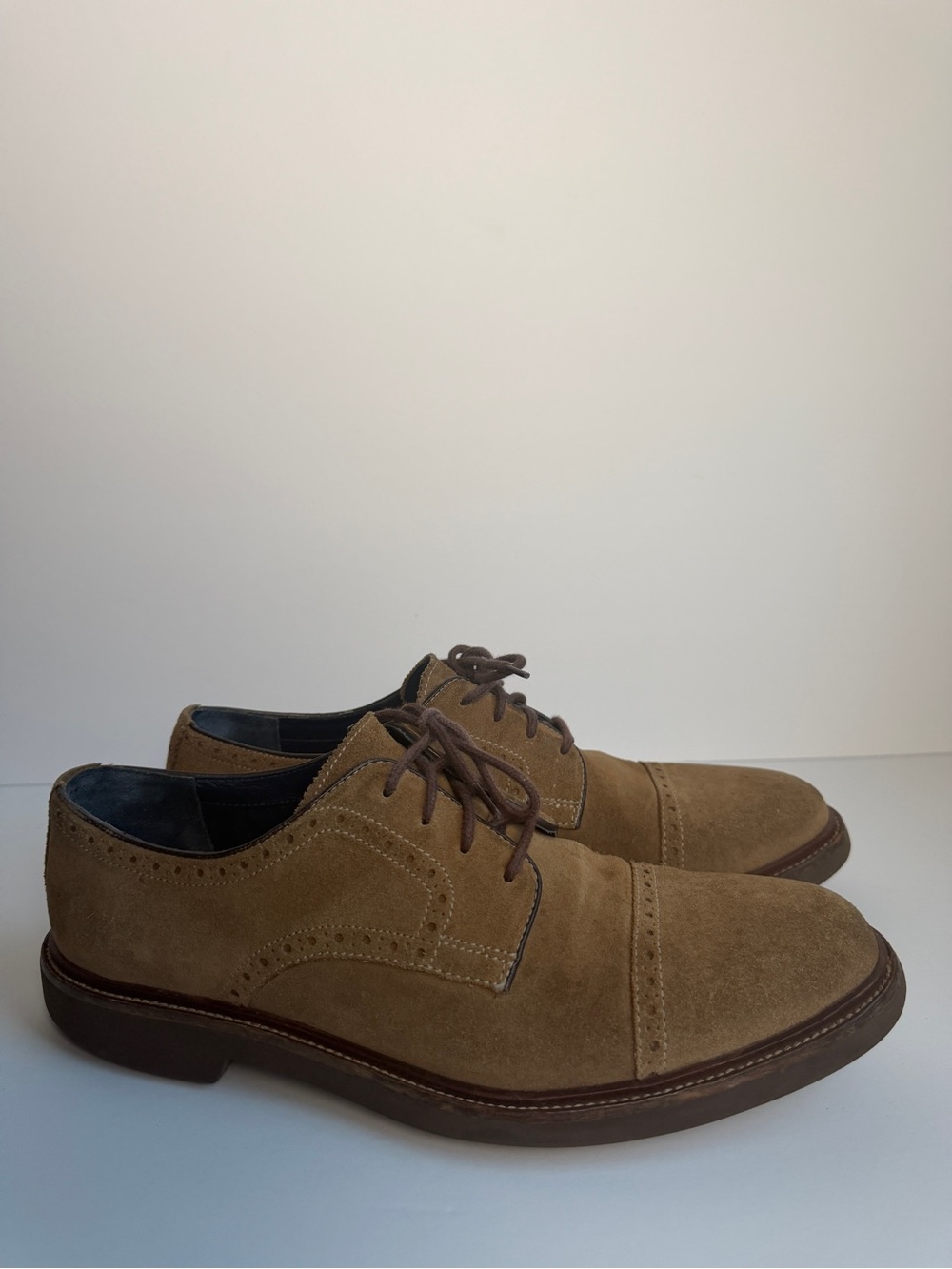 Cole Haan Men's Suede Cap-Toe Derby Shoes in Brown